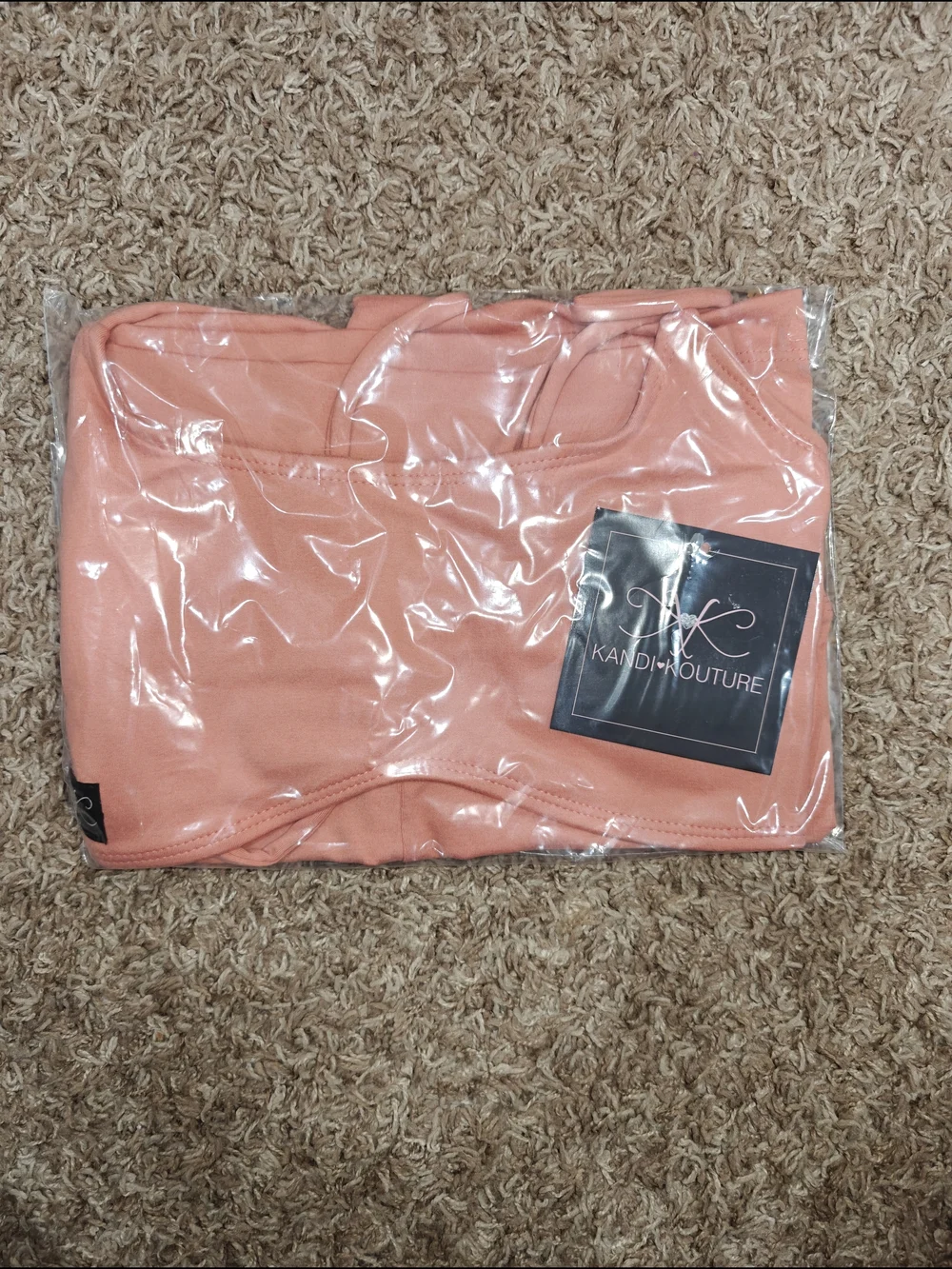 Kandi Kouture Peach Active Long Bottoms and Detailed Bralette Leo Set CXL 10/12